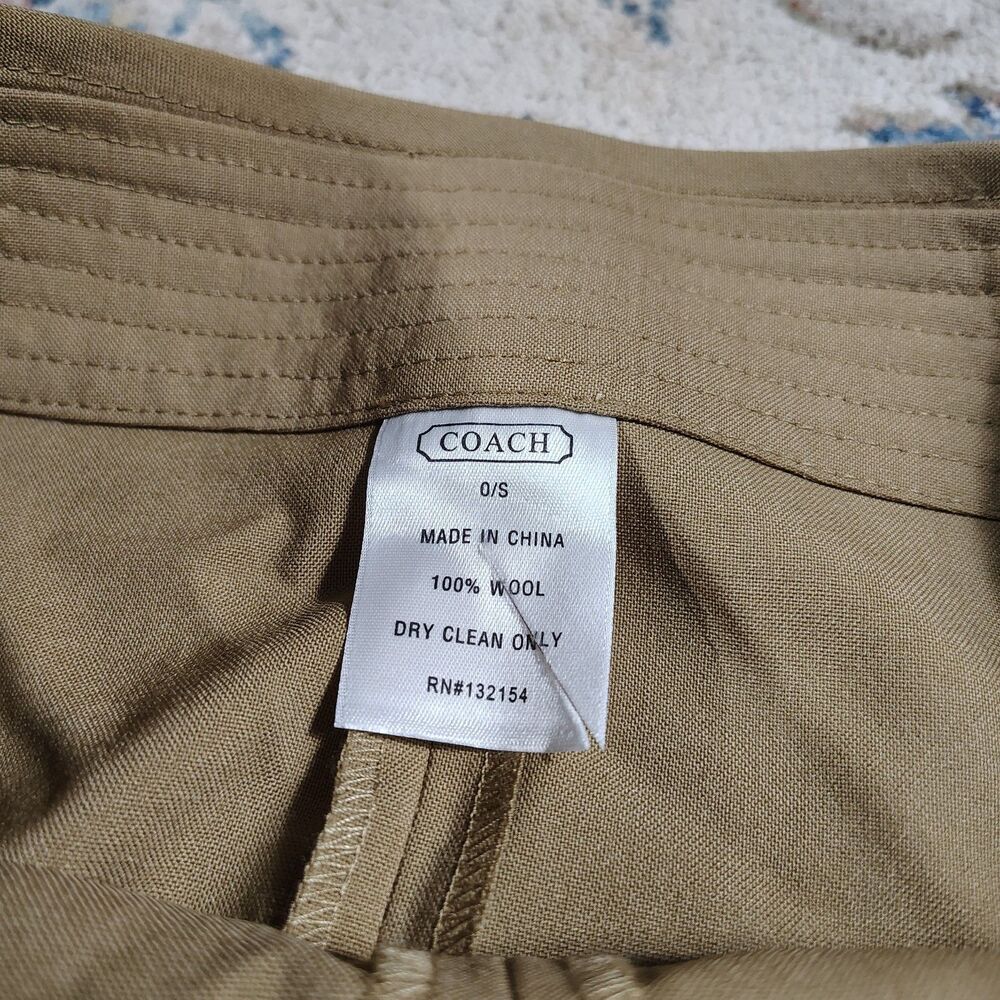 Coach 100% Wool Skirt Straight Camel Tan Size 0 Office Workers Quiet Luxury - Picture 5 of 8